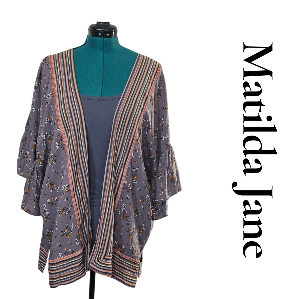 Matilda Jane‎ Floral Bird Ruffle Sleeve Kimono Cardigan Top Women's XS S